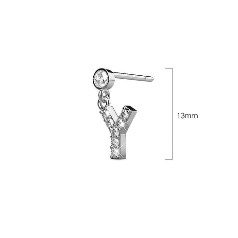 Solid 925 Sterling Silver Initial Crystal Personalised Alphabet Letter Earrings